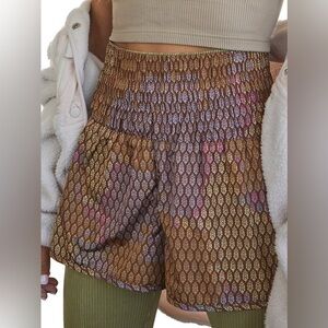 Free People Movement The Way Home High Rise Logo Printed Shorts